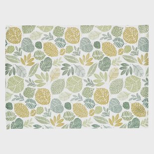Placemat geribbeld, GOTS bio-katoen, bladmotief, 35 x 50 cm
