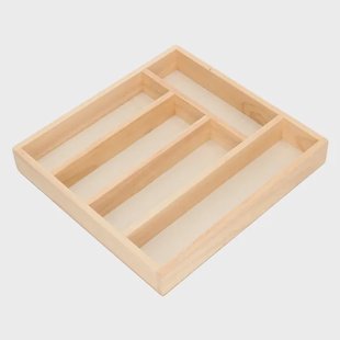 Bestekbak met 5 vakken, rubberhout, 32,5 x 31 cm