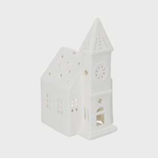 Waxinelichthouder, porselein, kerkje, 17 cm