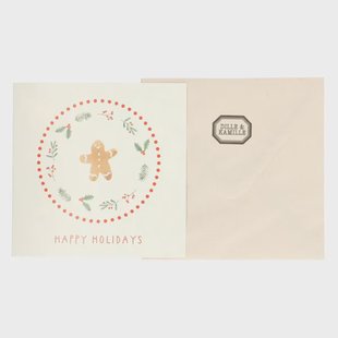 Kerstkaart + envelop, vierkant, koekemannetje