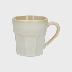 Mok, facetten, steengoed, reactive glazuur, wit, 300 ml