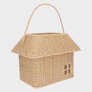 Speelgoedmand opberghuis, papercord, metaal, rubberhout