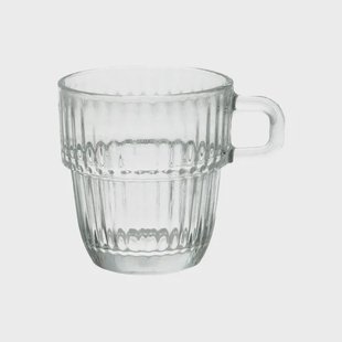 Hittebestendig glas met oor, geribbeld, 250 ml