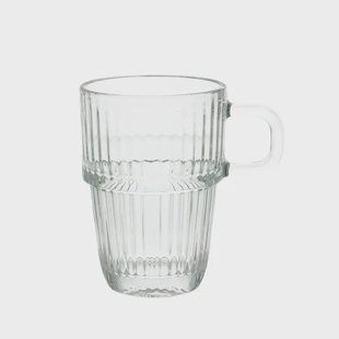 Hittebestendig glas met oor, geribbeld, 270 ml