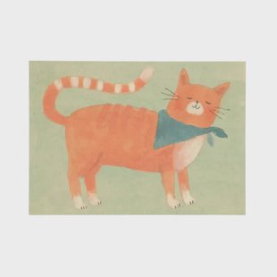 Kaart, kat met sjaal