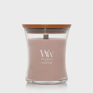 WoodWick geurkaars Patchouli Créme Medium