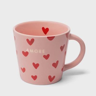 Vondels cappuccino mok hearts AMORE pink (250 ml)