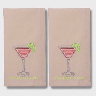 Vondels geborduurd servet COCKTAIL CLUB (45x45 cm) (set van 2)