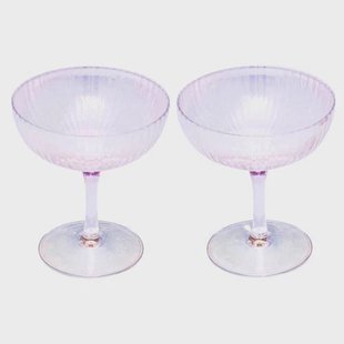 Vondels champagne coupe glas ripple transparant (set van 2)