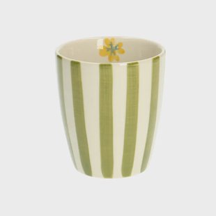 Beker, steengoed, groen gestreept,&Oslash; 7,5 cm