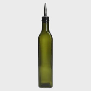 Olie/azijnfles, groen glas, vierkant,  500 ml