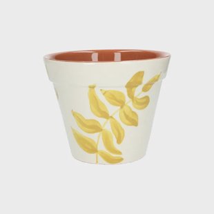 Bloempot, terracotta, geel bladsilhouet,&Oslash; 19 cm