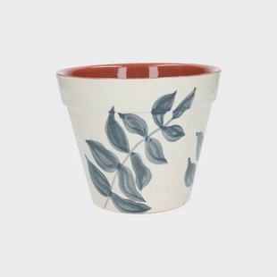 Bloempot, terracotta, blauw bladsilhouet,&Oslash; 19 cm