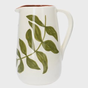 Kan, terracotta, groen blad, 12,5 x 21,5 cm