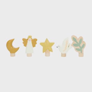 Stekers voor jaarring hout, kerstfiguurtjes, set van 5