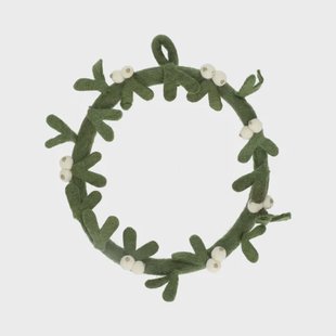 Kerstkrans met witte besjes, vilt,&Oslash;24