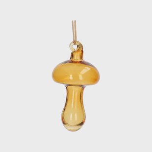 Hanger paddenstoel, glas, oker, 9 cm