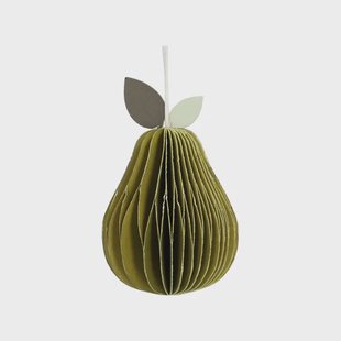 Hanger peer, papier, groen, honingraat, 8,5 cm