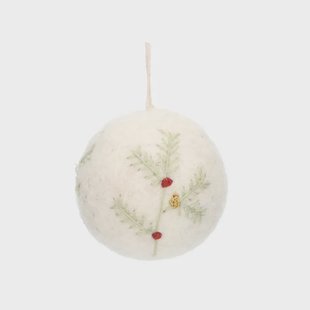 Kerstbal, vilt, wit,&Oslash;5 cm