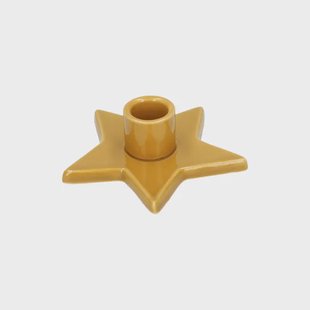 Kandelaar ster voor minikaars, porselein, oker