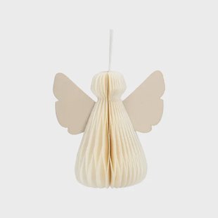 Hanger engeltje, papier, honingraat, wit, 8 cm
