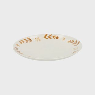 Ontbijtbord, steengoed, gedecoreerd met takjes, oker,&Oslash;20 x 2,5 cm