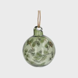 Kerstbal met takjes, glas, groen,&Oslash; 5 cm