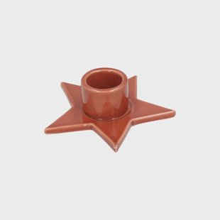 Kandelaar voor dinerkaars, porselein, ster, oranje