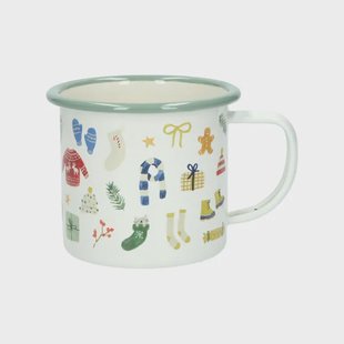 Kerstmok, emaille, winterbos,&Oslash; 8 cm