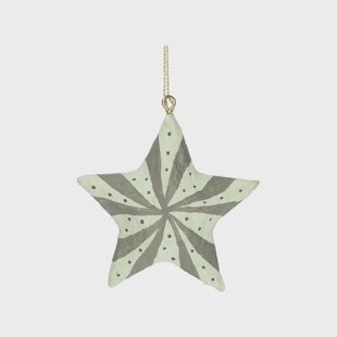 Kersthanger ster, katoen mach&eacute;, groen, 7,5 cm