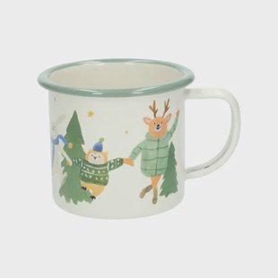 Kerstmok, emaille, dansende dieren, 300 ml