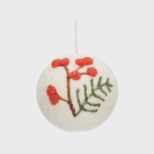 Kerstbal, rode besjes, vilt,&Oslash; 6 cm