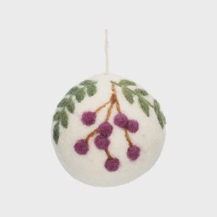 Kerstbal, paarse besjes, vilt,&Oslash; 6 cm