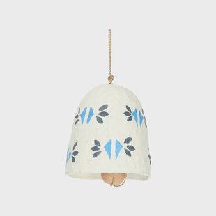 Kersthanger bel, katoen mach&eacute;, wit, 7 cm