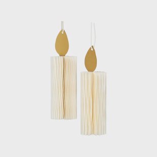 Hanger kaars, papier, uitvouwbaar, wit, set van 2