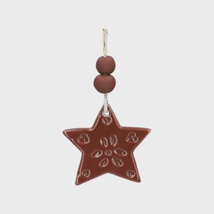 Hanger ster, geglazuurd porselein, roodbruin, 5 cm