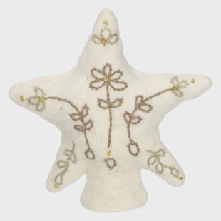 Kerstboom piek, vilt, ster, wit,