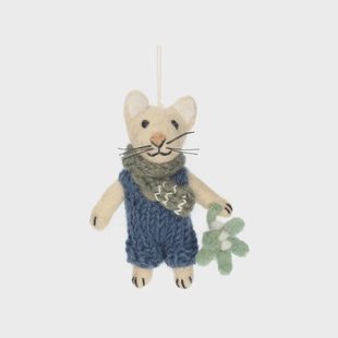 Hanger muis met tak, vilt