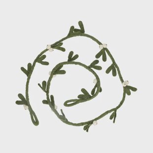 Kerstslinger met blaadjes en witte besjes, vilt, ca. 150 cm