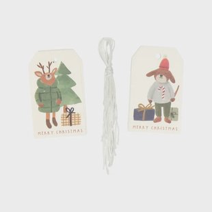 Cadeaulabels, winterbos, papier, 10 stuks