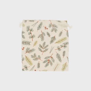 Cadeauzakje, GOTS bio-katoen, kerstgroen, 14 x 15 cm