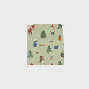 Cadeauzakje, GOTS bio-katoen, winterbos, 19 x 22 cm