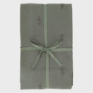 Tafelkleed, GOTS bio-katoen, geborduurde takjes, 145 x 250 cm