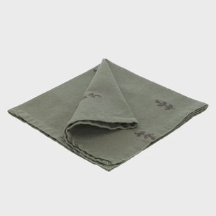 Servet, GOTS bio-katoen, geborduurde takjes, 40 x 40 cm