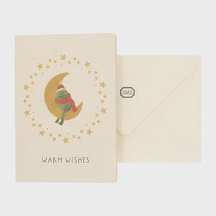 Kerstkaart met envelop, kikker