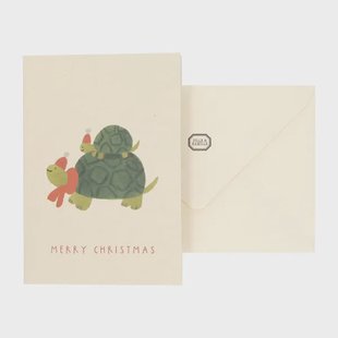Kerstkaart met envelop, schildpad