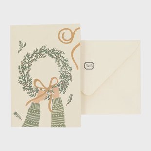 Kerstkaart met envelop, kerstkrans