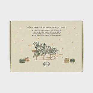 Kerstkaarten met envelop, kerstgroen, set van 10 in een doos