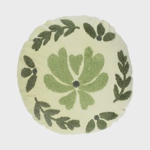 Velours kussen, bio-katoen, rond,&Oslash; 40 cm, groen