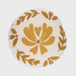 Velours kussen, bio-katoen, rond, off-white,&Oslash; 40 cm